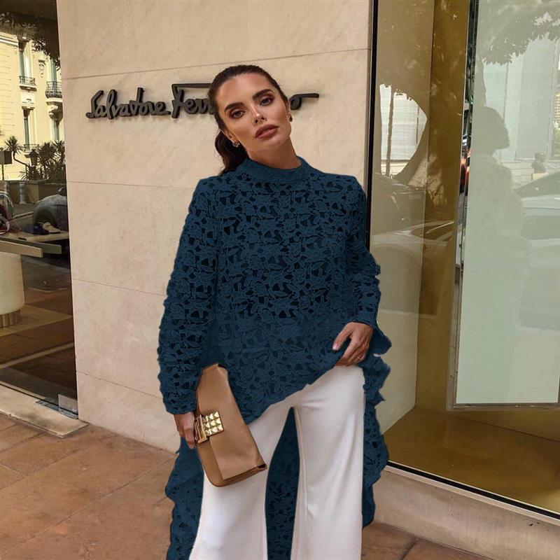 Haut en dentelle pour femmes avec ourlet asymétrique Chic und Stil