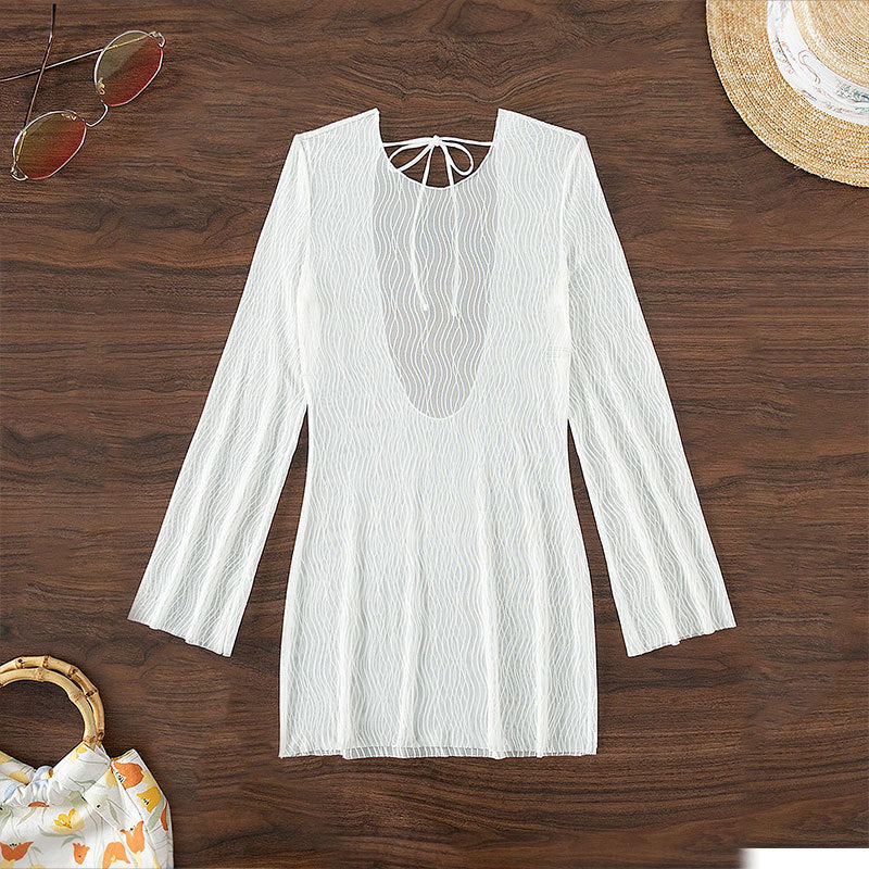 Robe de couverture en maillot de bain structuré transparent Chic und Stil pour femmes