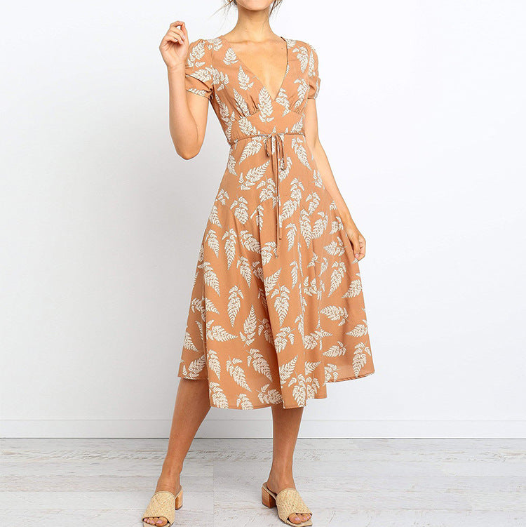 Robe midi nouée flatteuse pour femmes Chic und Stil