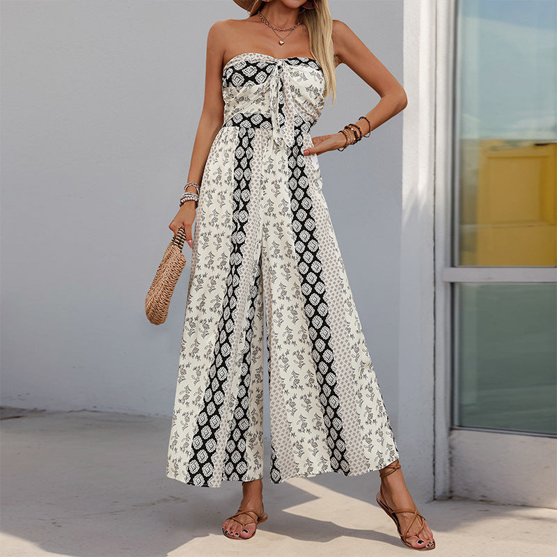 Robe maxi sans manches bohème pour femme avec ceinture élégante nouée Chic und Stil