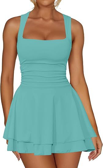 Women's skater dress with gathers and wide straps Chic and stylish