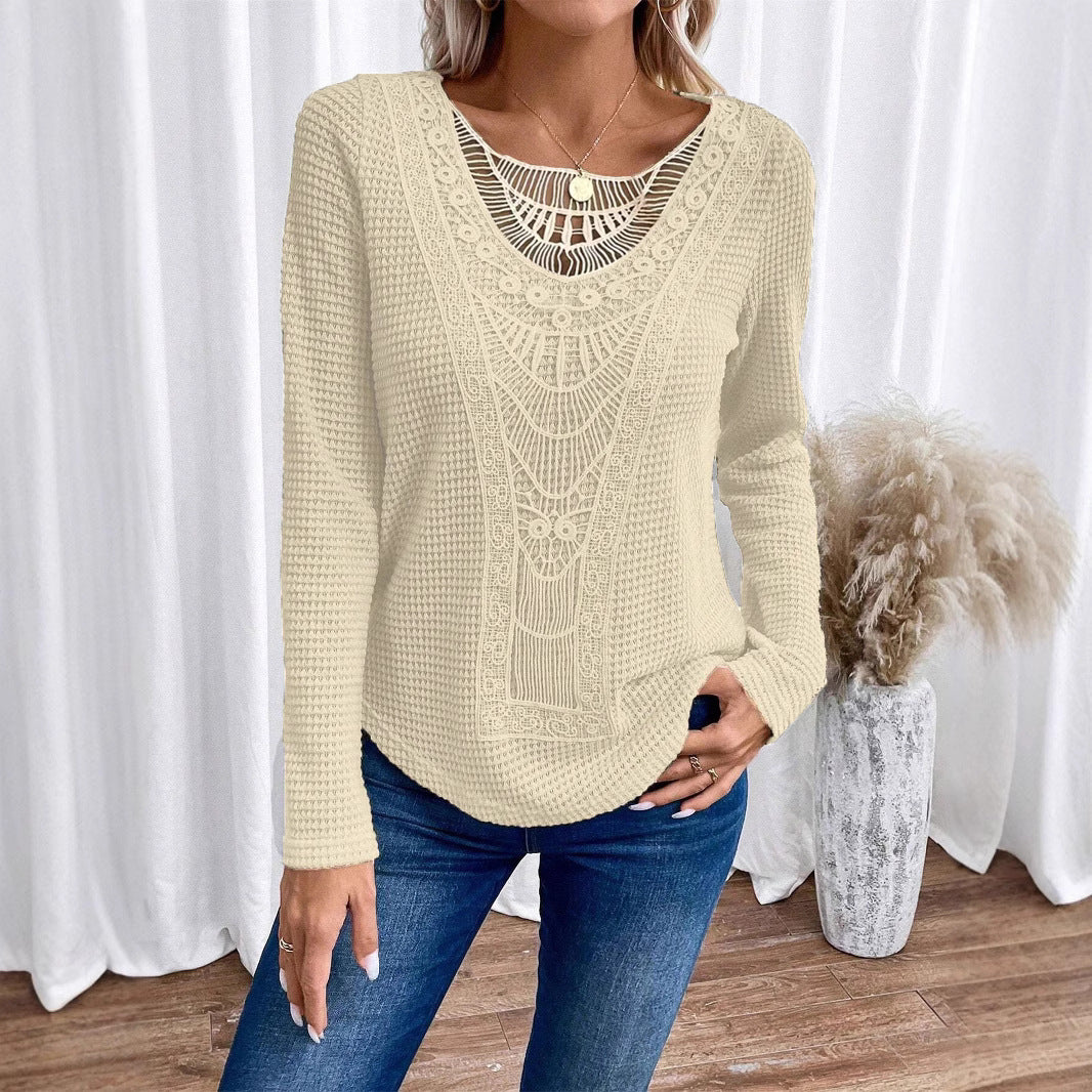 Pull fin en tricot pour dames avec insert en crochet délicat Chic und Stil