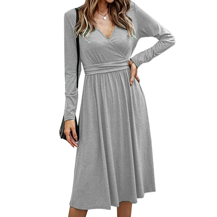 Robe portefeuille dames avec décolleté en V et manches longues Chic und Stil