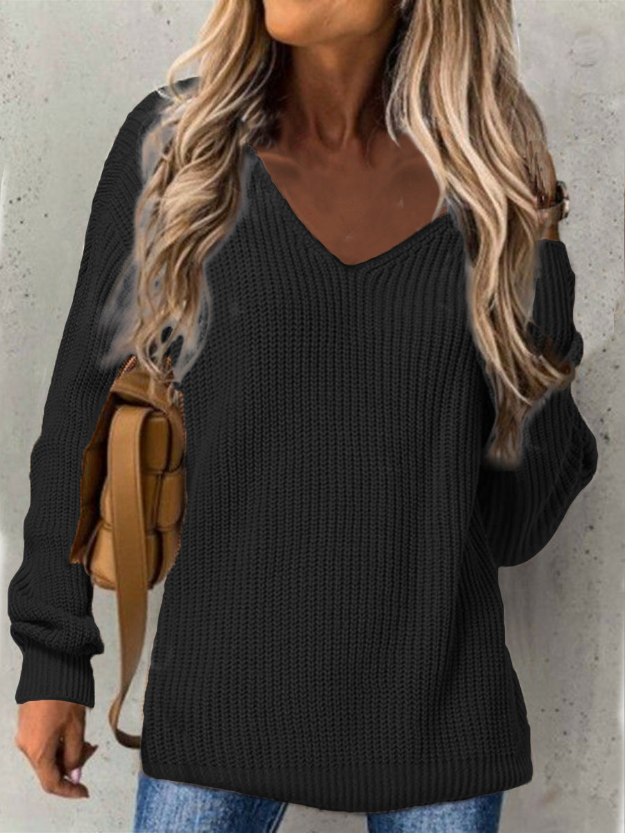 Pull-over en tricot épais à encolure en V pour femmes avec coupe décontractée Chic und Stil
