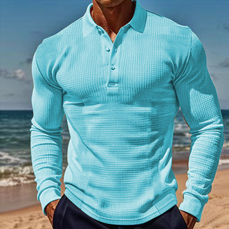 Chemise polo à manches longues pour hommes avec design structuré Chic und Stil