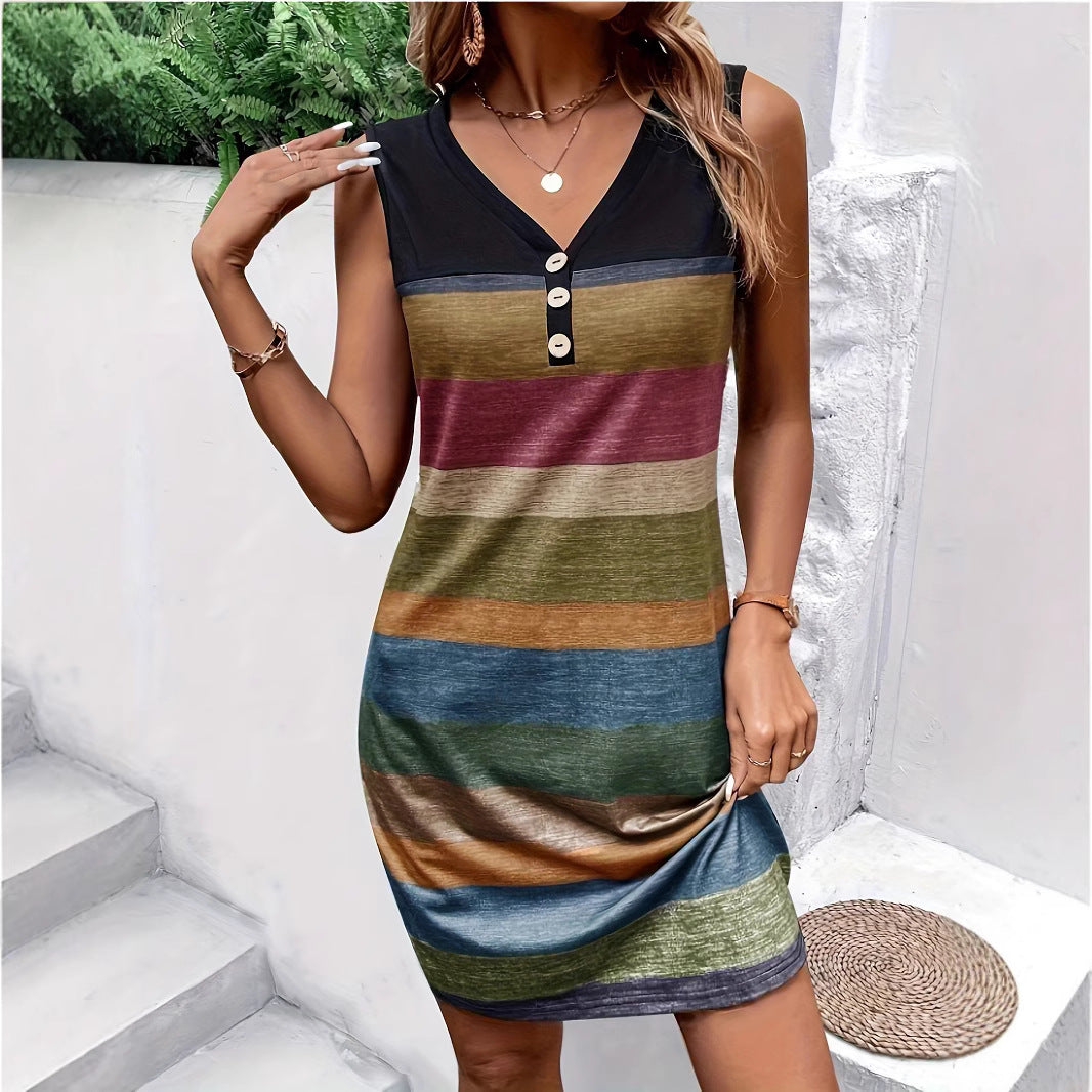 Robe Shift sans manches rayée Chic und Stil pour femmes
