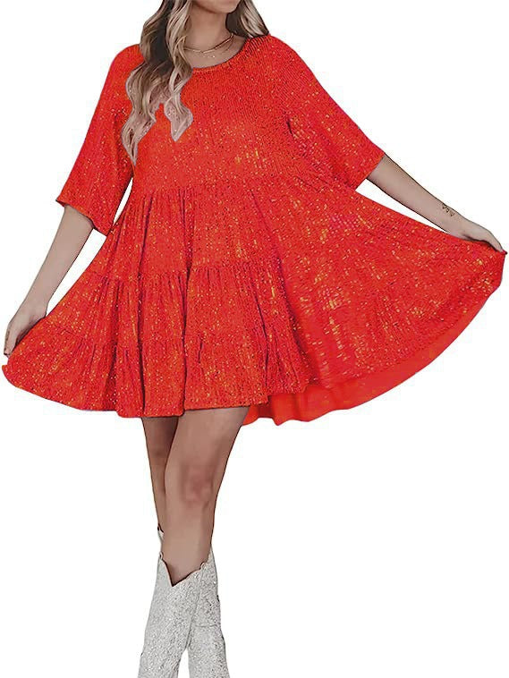 Robe mini scintillante pour femmes avec paillettes et coupe ample Chic und Stil