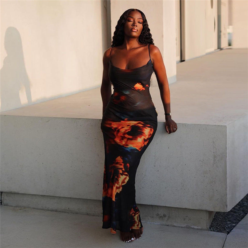 Robe maxi bodycon pour femmes avec bretelles spaghetti Chic und Stil