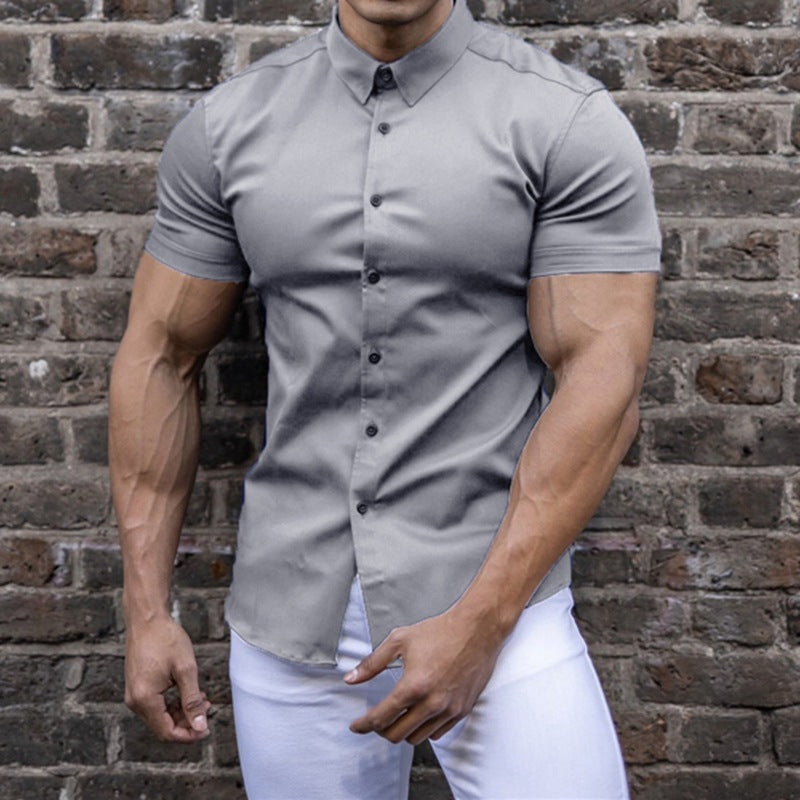 Chemise courte à manches courtes ajustée pour hommes Chic und Stil