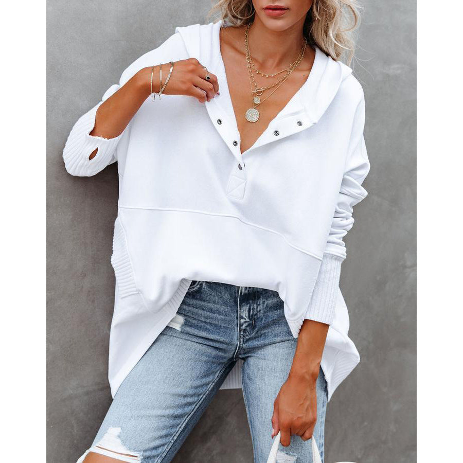 Sweat à capuche décontracté pour femmes avec patte de boutonnage et poche kangourou Chic und Stil