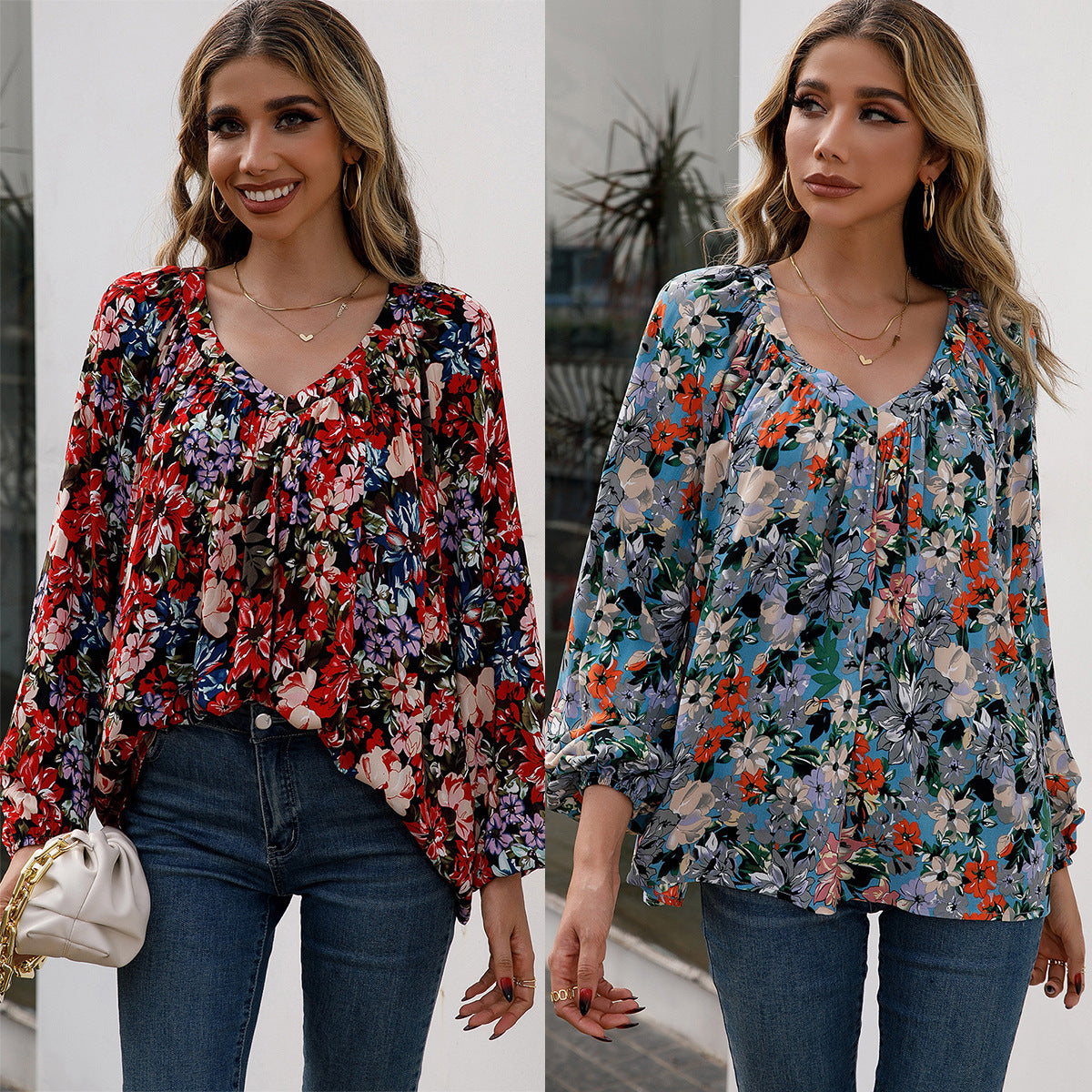 Blouse femme avec des motifs floraux et des manches légères Chic und Stil