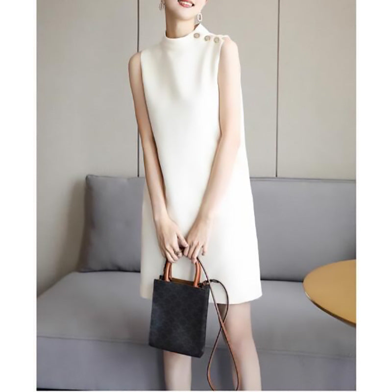 Robe shift sophistiquée sans manches pour femmes avec détails de boutons Chic und Stil