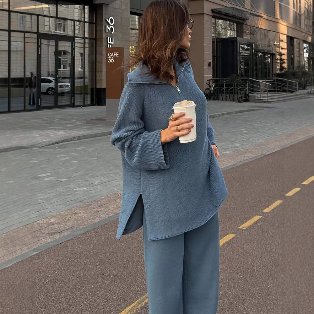 Pull-over tricot décontracté pour femme avec capuche et fermeture éclair moderne Chic und Stil