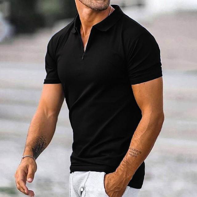 Polo de performance de loisirs à fermeture éclair pour hommes Chic und Stil