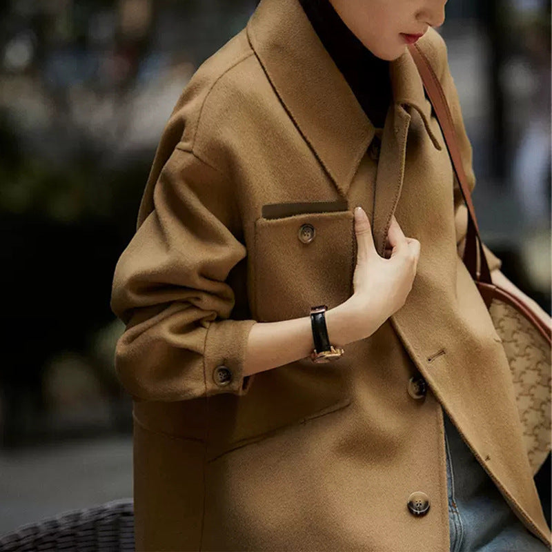 Veste shacket en laine mélangée surdimensionnée et confortable pour femmes Chic und Stil