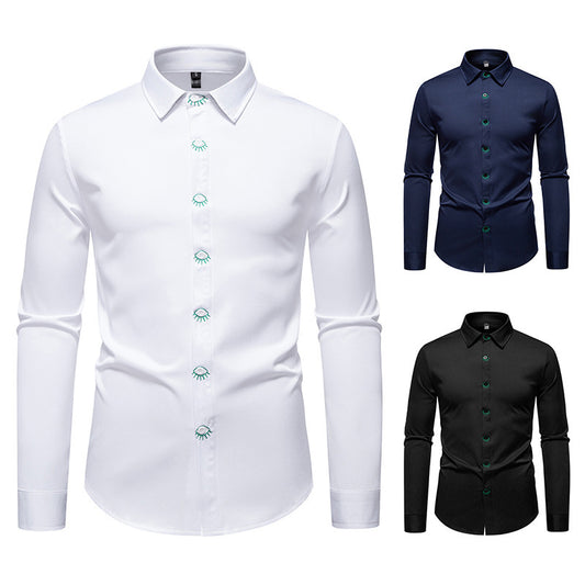 Chemise à manches longues pour hommes avec design de bouton créatif Chic und Stil