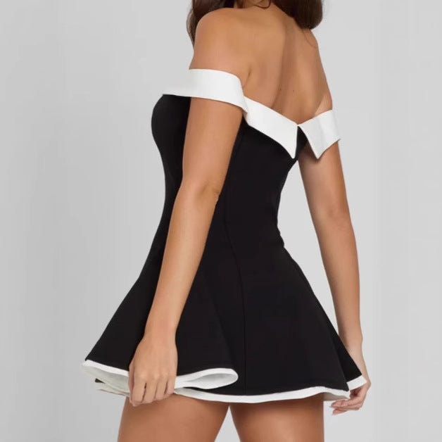 Robe mini off-shoulder pour femmes avec jupe volumineuse et élégant décolleté en V Chic und Stil