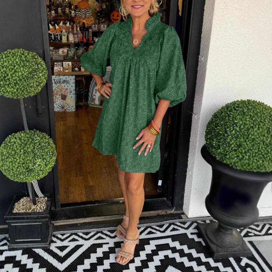 Robe mini brodée bohémienne pour femmes Chic und Stil