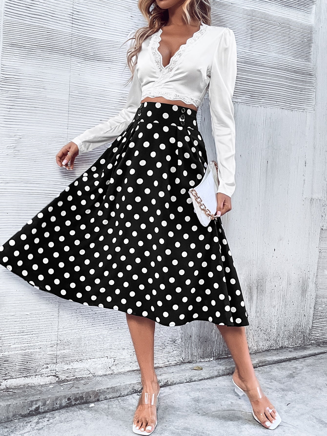 Rochet pour femmes avec des pois et des poches pratiques Chic und Stil
