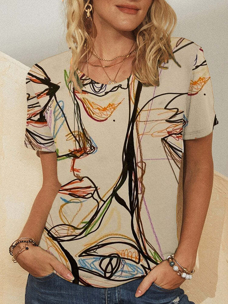 T-shirt graphique artistique pour femmes Chic und Stil