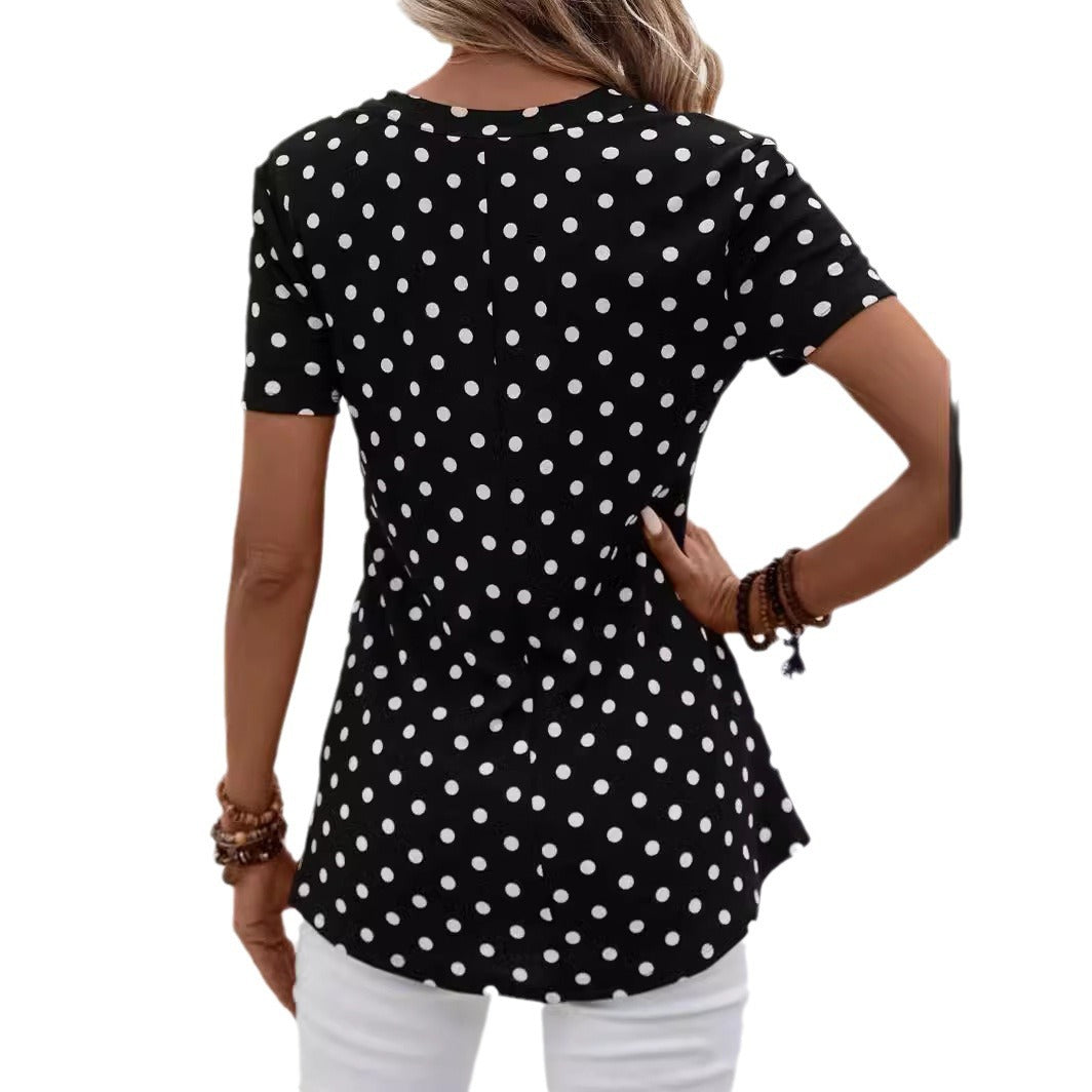 Dames à pois Zip-Up Top Chic und Stil
