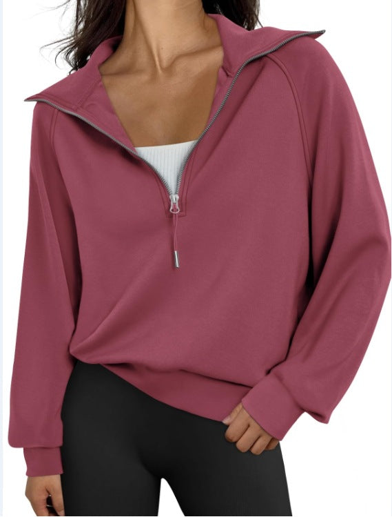 Pull-over décontracté pour dames avec col montant et zip Chic und Stil