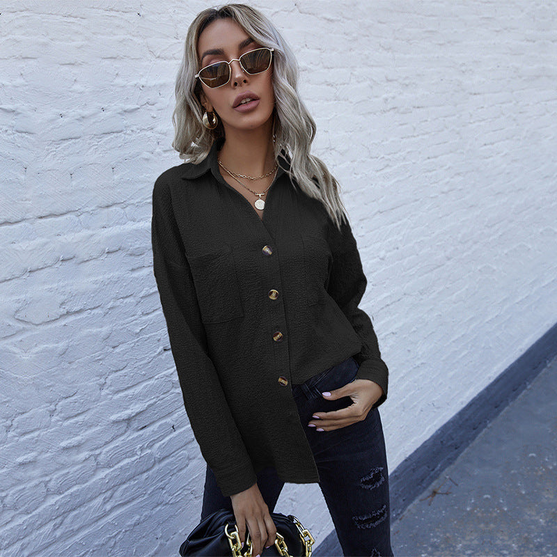 Blouse décontractée pour femmes avec design frontal à boutons et fermeture à nœud Chic und Stil