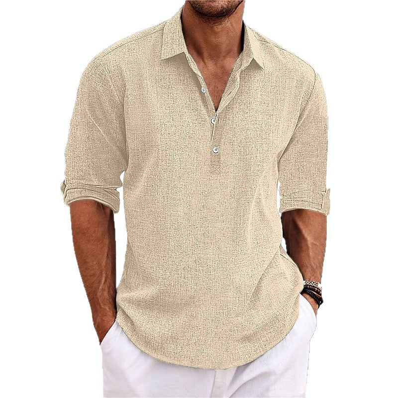 Chemise en lin léger pour hommes à manches mi-longues Chic und Stil