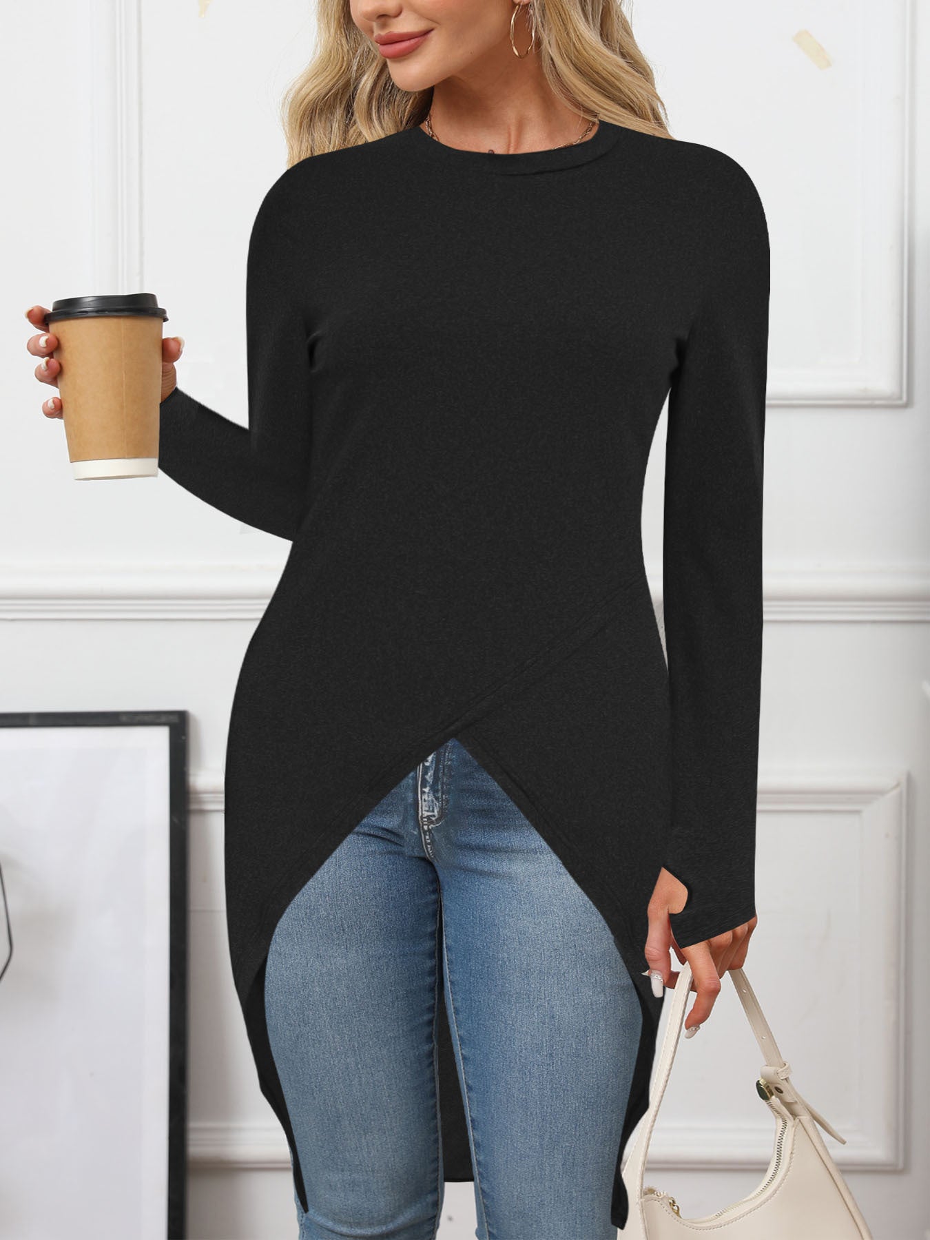 Chemise à manches longues asymétrique pour femmes Chic und Stil