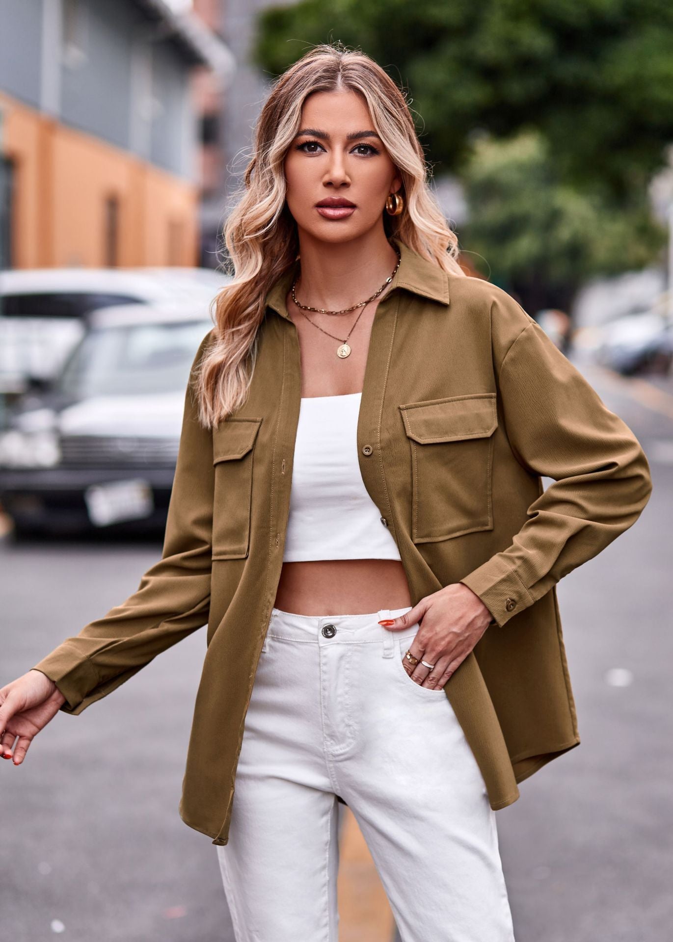 Chemise blouse décontractée pour femmes avec poches poitrine pratiques et coupe décontractée Chic und Stil