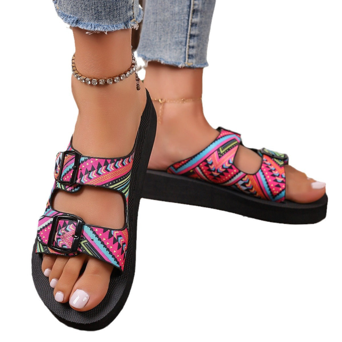 Sandales confortables réglables à motifs pour femmes Chic und Stil