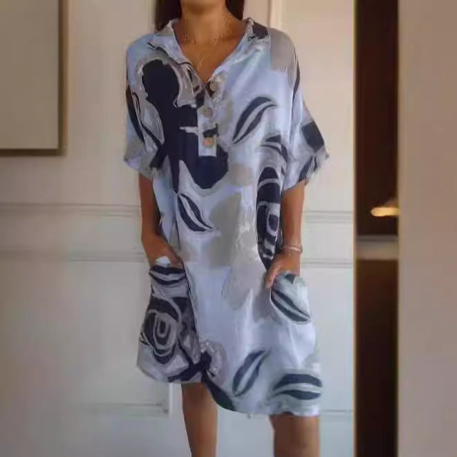 Robe de plage aérienne pour dames avec motif tendance et poches latérales Chic und Stil