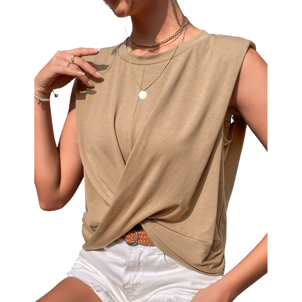 Haut décontracté à enrouler pour femmes en matériau doux Chic und Stil