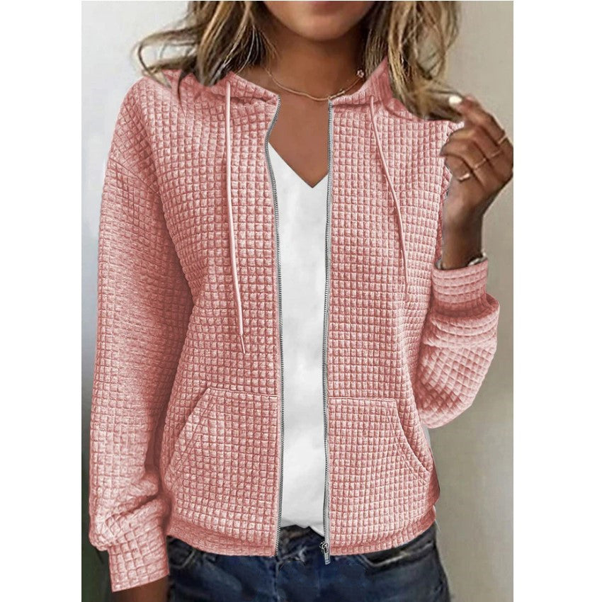Veste à capuche légère à structure gaufrée pour femmes avec poches pratiques Chic und Stil