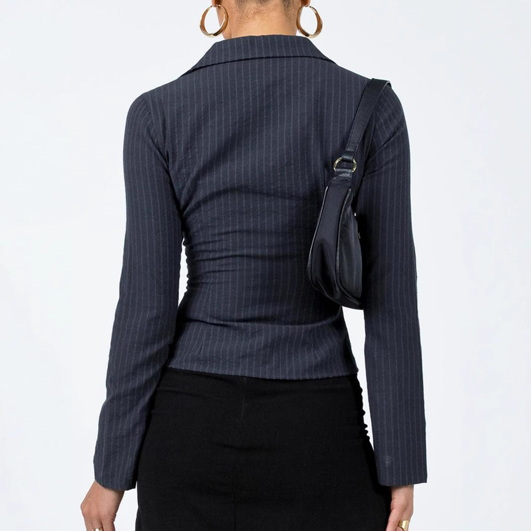 Chemisier rayé cintré pour dames avec col classique Chic und Stil