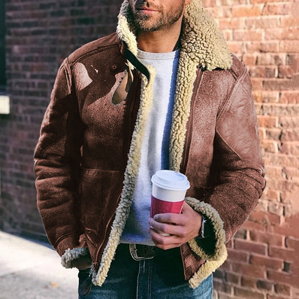 Veste en cuir pour hommes avec doublure chaude et poches pratiques Chic und Stil