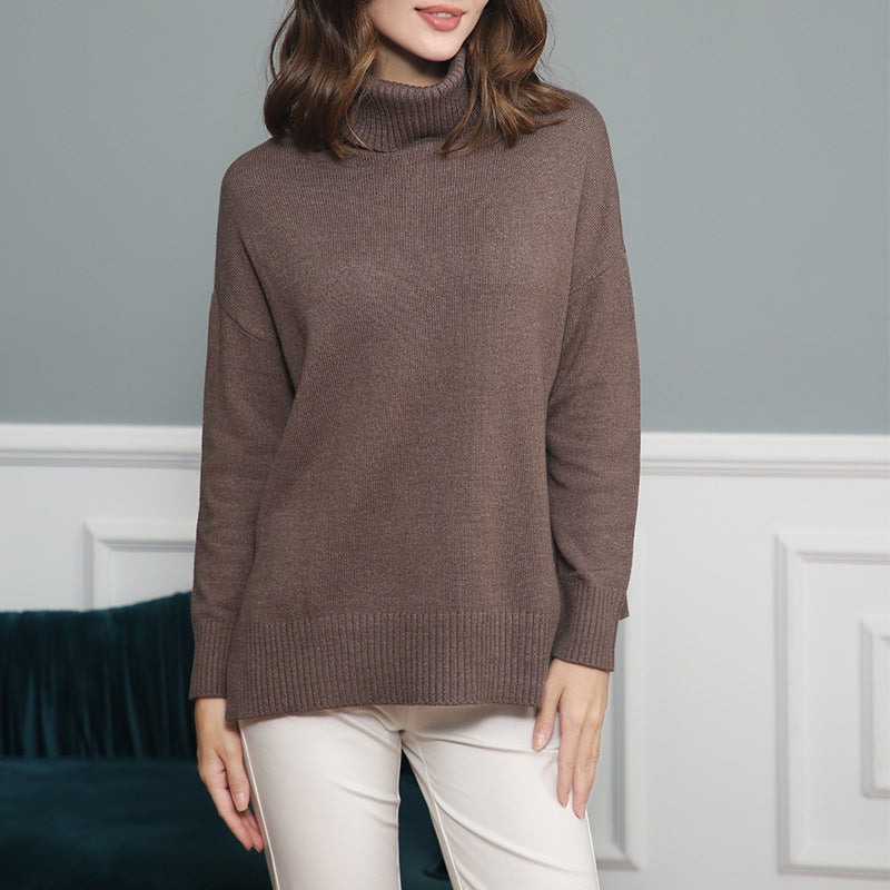 Pull décontracté pour femmes avec col montant et coupe large Chic und Stil
