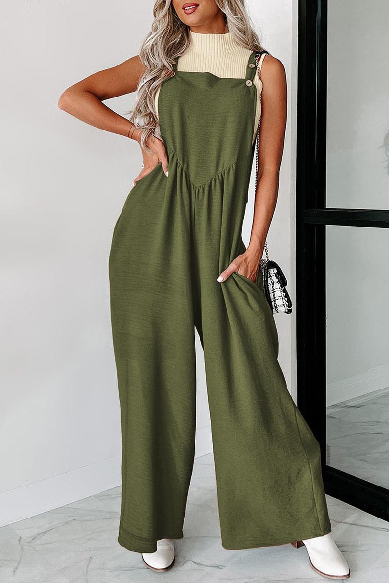Combinaison décontractée pour femmes avec jambe large et détails de boutons décoratifs Chic und Stil