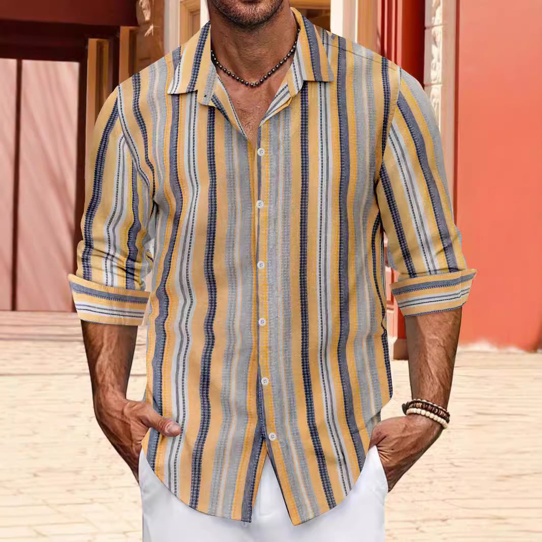 Chemise de loisirs rayée pour hommes avec patte de boutonnage Chic und Stil