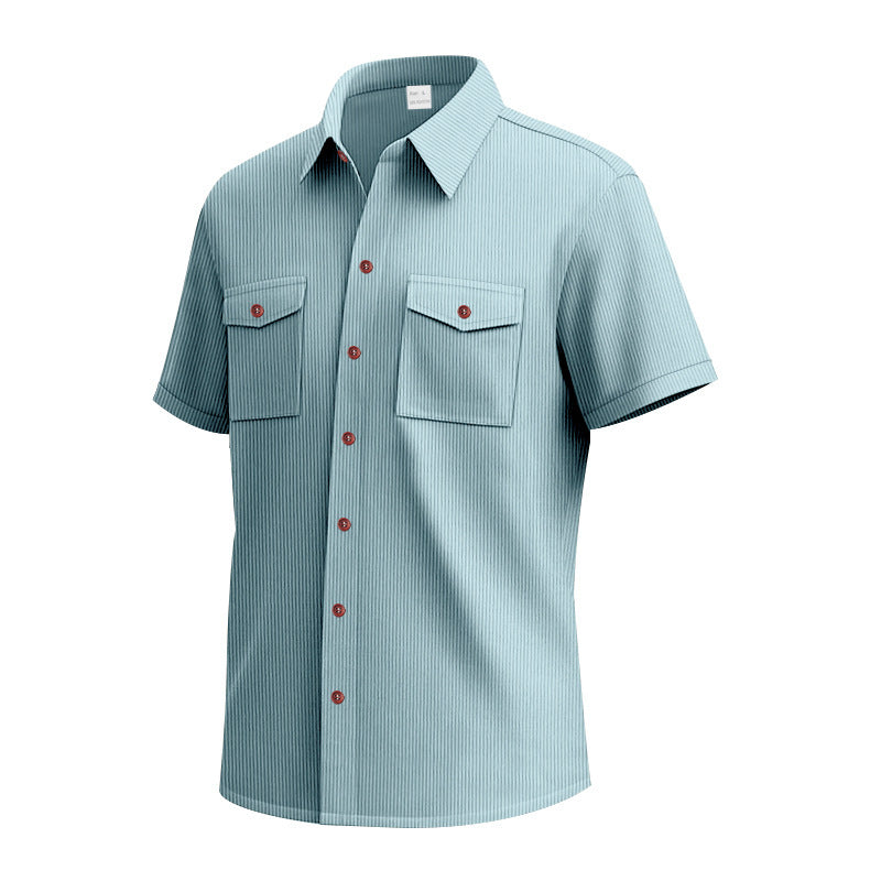 Chemise à manches courtes pour hommes avec un motif rayé pratique et deux poches poitrine Chic und Stil