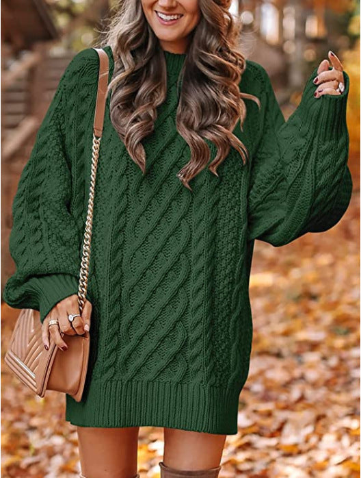 Pull en tricot épais pour femmes avec des manches volumineuses et un motif torsadé décoratif Chic und Stil