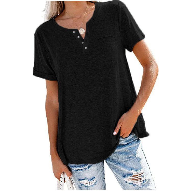 T-shirt pour femmes de haute qualité avec détail de bouton et coupe décontractée Chic und Stil