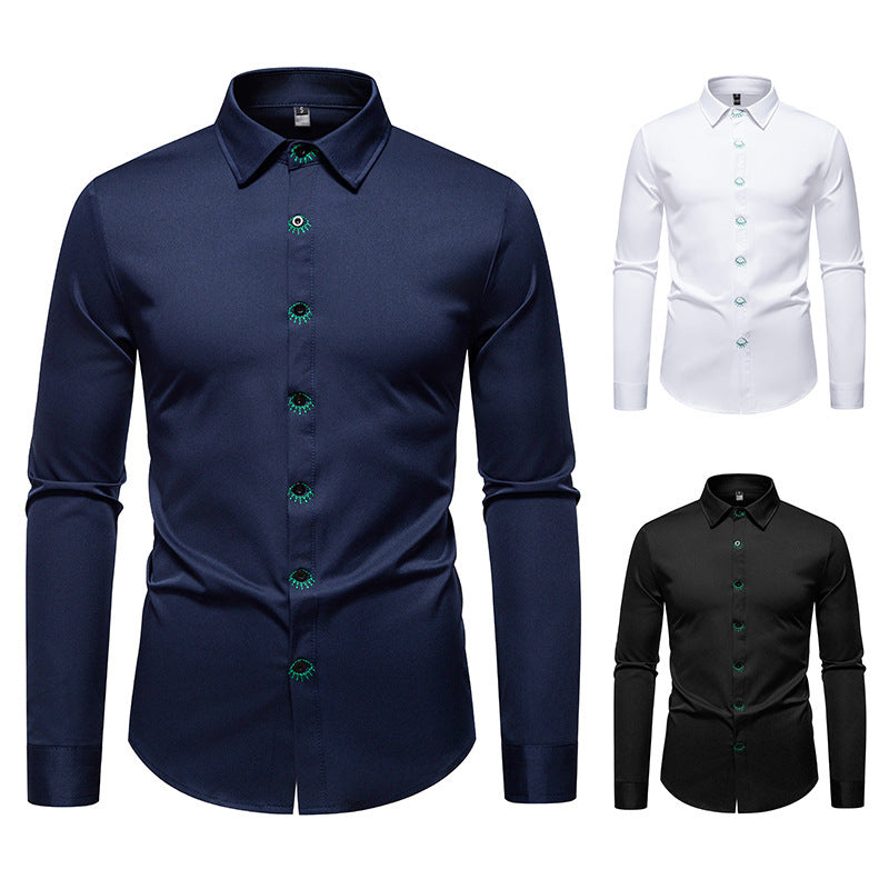Chemise à manches longues pour hommes avec design de bouton créatif Chic und Stil