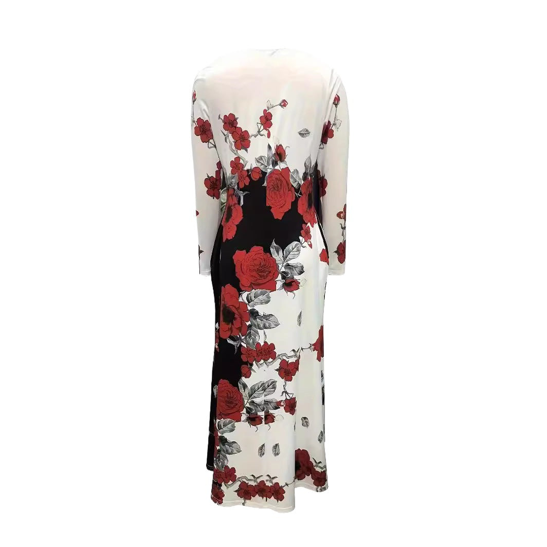 Robe maxi pour femmes avec design floral et poches latérales discrètes Chic und Stil