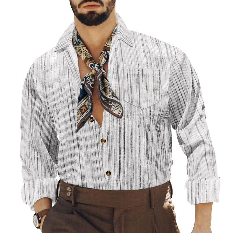Hommes élégant chemise rayée avec po pocket et col à la mode Chic und Stil