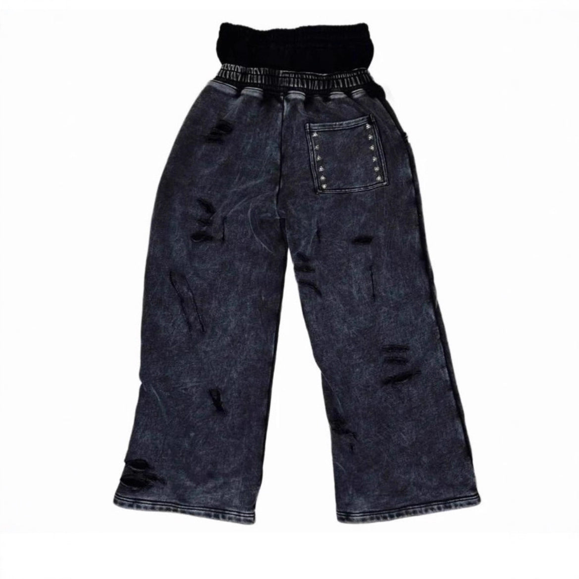 Pantalon cargo décontracté à coupe relax pour femmes avec taille élastique et ornement en rivets Chic und Stil