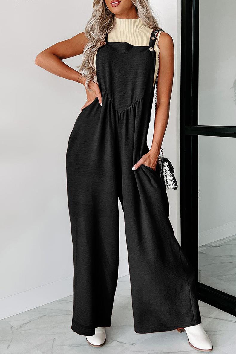 Combinaison décontractée pour femmes avec jambe large et détails de boutons décoratifs Chic und Stil