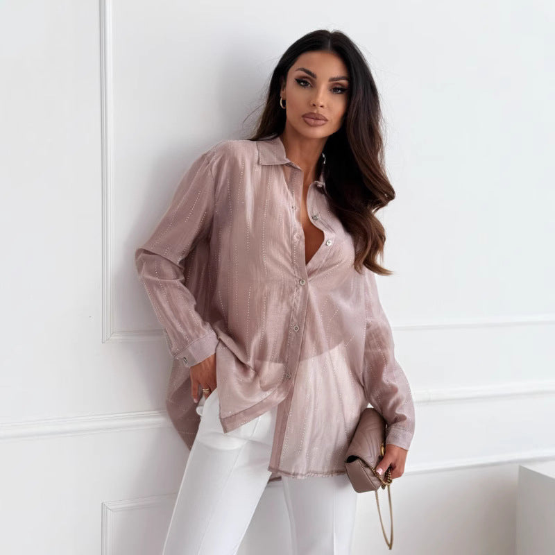 Chemisier transparent métallique pour femmes avec boutons Chic und Stil