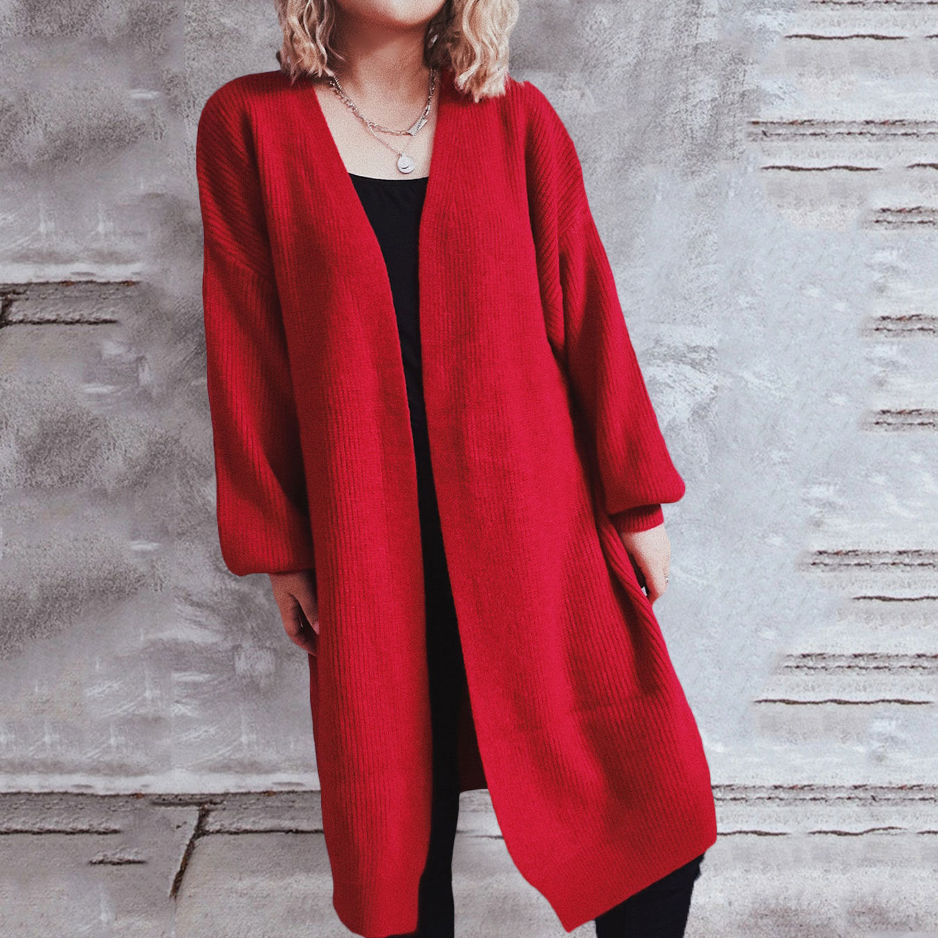 Cardigan en tricot décontracté pour femmes avec des manches oversized décontractées et une coupe ouverte Chic und Stil