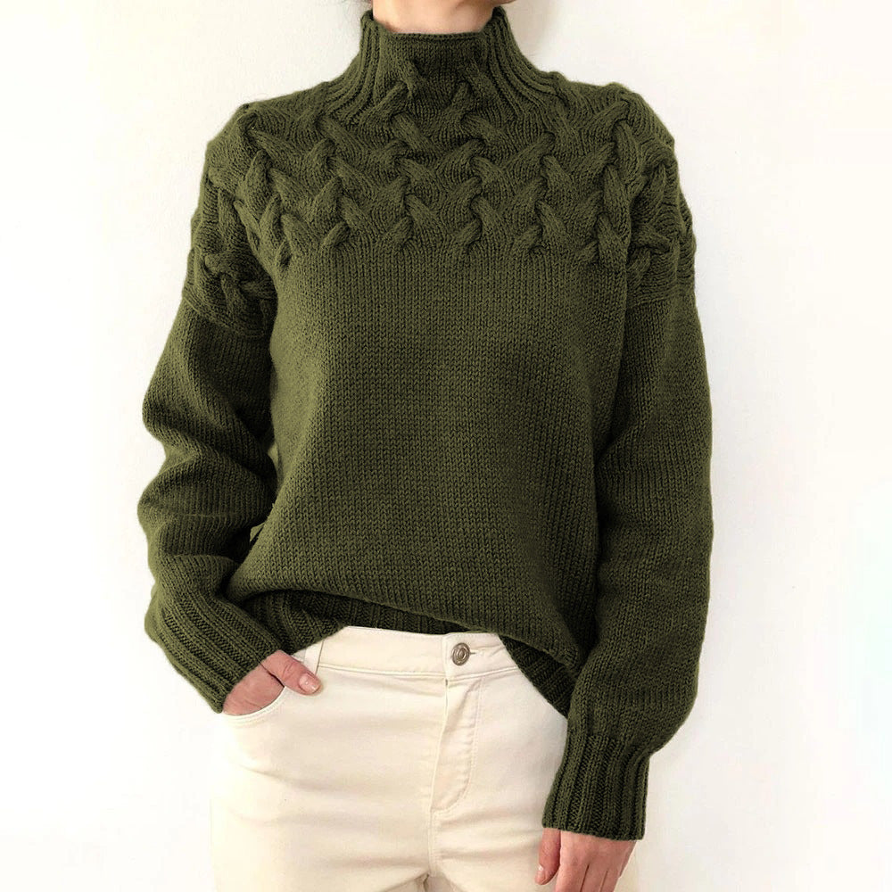 Pull en tricot pour femmes avec col montant et motif torsadé tendance Chic und Stil